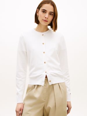 Crewneck Cardigan, Ecru