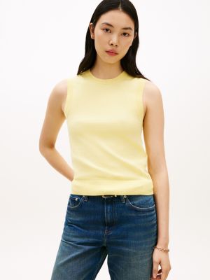Sleeveless Crewneck Sweater, Citronella