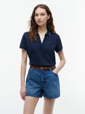 Regular Fit Open Placket Tipped Polo, Dark Night Navy