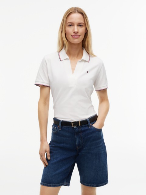 Женские топы Tommy Hilfiger Regular Fit Open Placket Tipped Polo