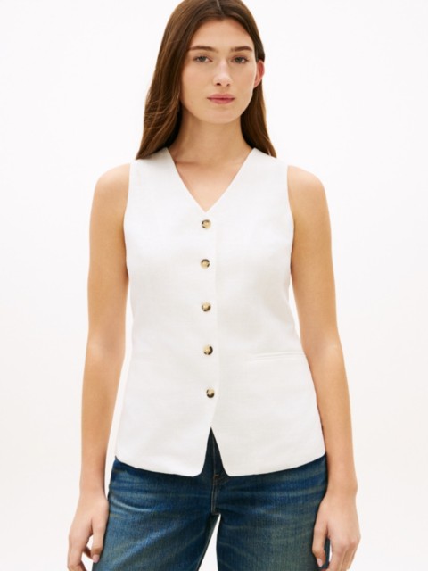 Женские жилеты Tommy Hilfiger Slim Fit Linen-Blend Vest