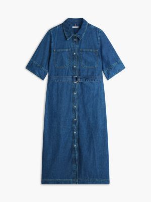 denim dress tommy hilfiger Belted Midi denim dress h&m Lavetir A-Line/Princess High Neck 15% Off shirred back panel ensure 颜色:Army Green