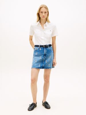 Tommy Hilfiger Allover Crest High-Rise Denim Mini Skirt — фото 2