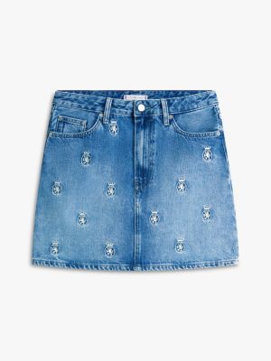 Tommy Hilfiger Allover Crest High-Rise Denim Mini Skirt — фото 5