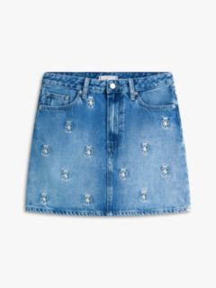Allover Crest High-Rise Denim Mini Skirt — Denim Crest 5