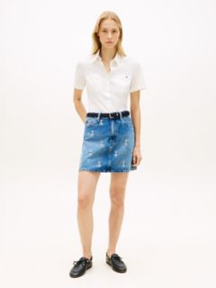 Allover Crest High-Rise Denim Mini Skirt — Denim Crest 2
