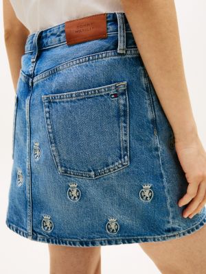 Tommy Hilfiger Allover Crest High-Rise Denim Mini Skirt — фото 3