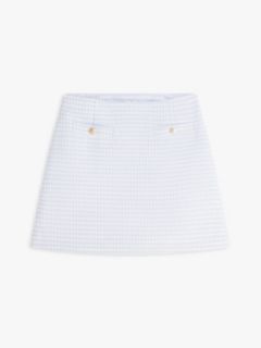 Gold-Button Tweed Mini Skirt — Breezy Blue 5