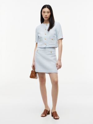 Gold-Button Tweed Mini Skirt