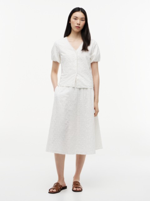 Tommy Hilfiger Embroidered Eyelet Midi Skirt