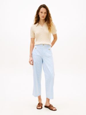 Stretch-Cotton Pocket Pant, Ithaca Flag Stripe White / Blue