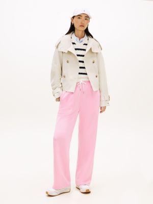 Brushed-Back Wide Leg Sweatpant, Rose Petal