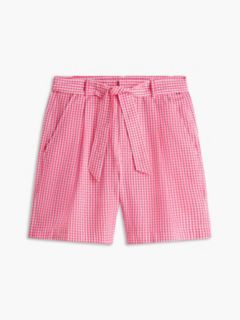 Belted Gingham Seersucker Short — Pink Perfection / Ecru Gingham 5