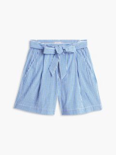 Belted Gingham Seersucker Short — Blue Orbit / Ecru Gingham 5