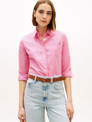 Regular Fit Gingham Seersucker Shirt, Pink Perfection / Ecru Gingham