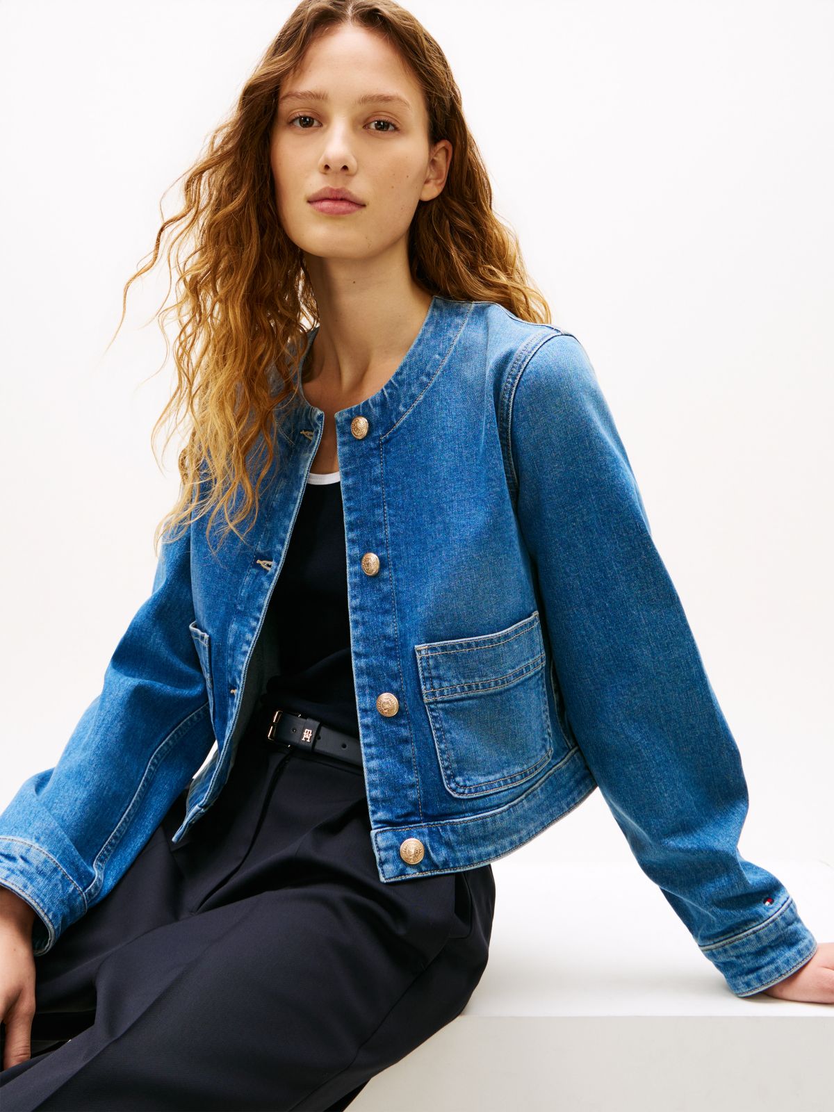 Medium Wash Denim Lady Jacket — Mid Blue