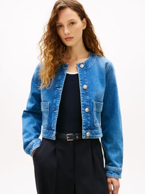 Medium Wash Denim Lady Jacket, Mid Blue