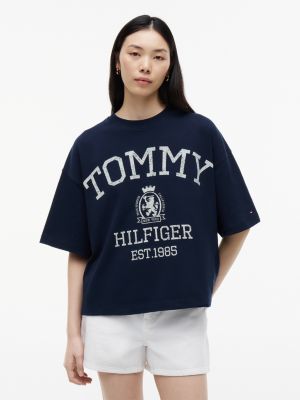 Relaxed Fit Varsity Crest Logo T-Shirt, Navy
