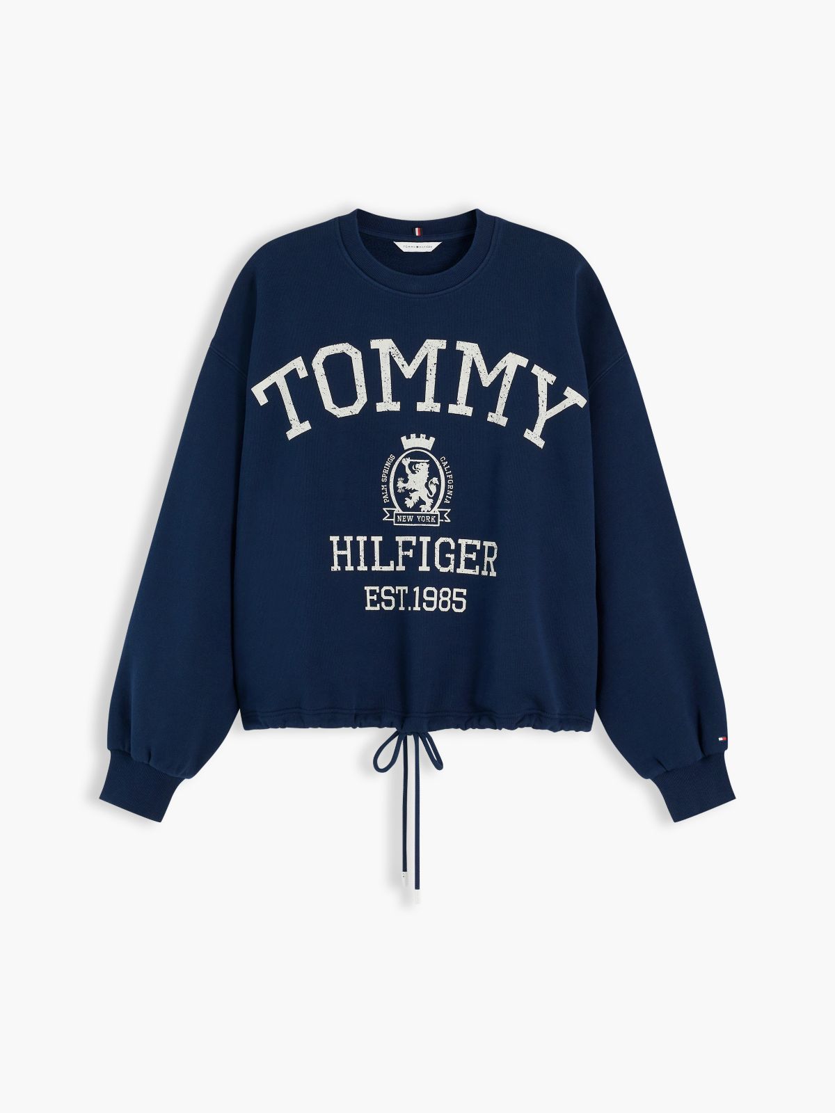 Drawcord Varsity Crest Logo Sweatshirt — Navy