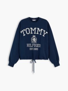 Drawcord Varsity Crest Logo Sweatshirt — Navy 5