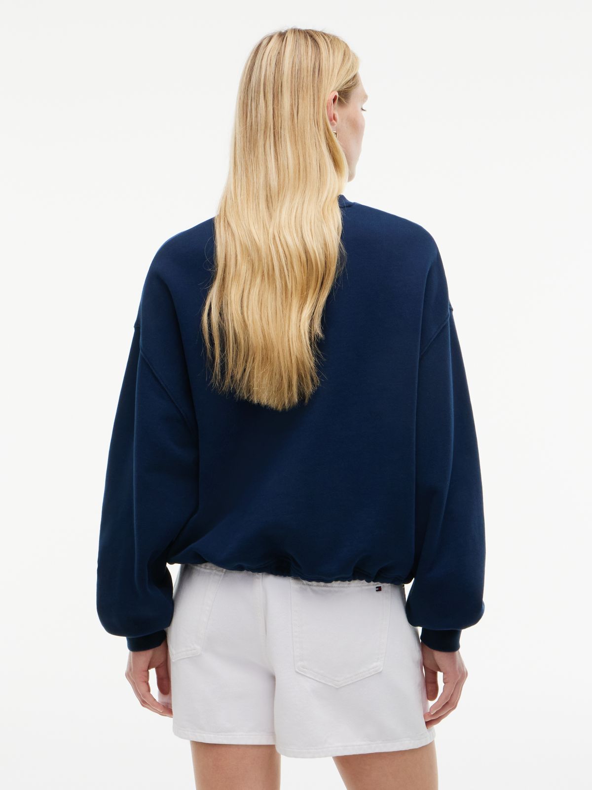Drawcord Varsity Crest Logo Sweatshirt — Navy