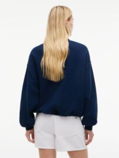 Drawcord Varsity Crest Logo Sweatshirt — Navy 4