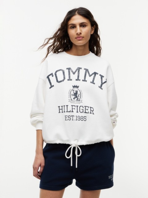 Женские худи Tommy Hilfiger Drawcord Varsity Crest Logo Sweatshirt