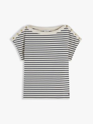 Женские футболки Tommy Hilfiger Nautical Gold-Button Boatneck T-Shirt — фото 5