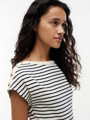 Женские футболки Tommy Hilfiger Nautical Gold-Button Boatneck T-Shirt — фото 3