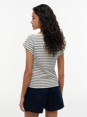 Женские футболки Tommy Hilfiger Nautical Gold-Button Boatneck T-Shirt — фото 4
