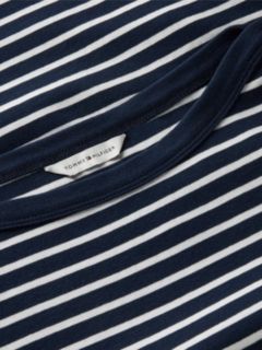 Nautical Gold-Button Boatneck T-Shirt — Calico / Navy Blue Stripe 6