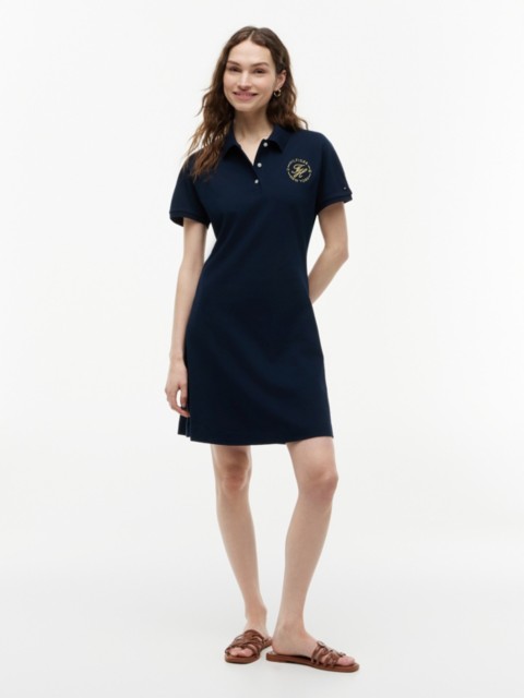 Tommy Hilfiger Metallic Script Monogram Polo Mini Dress