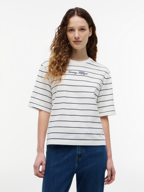 Женские футболки Tommy Hilfiger Relaxed Fit Embroidered Script T-Shirt