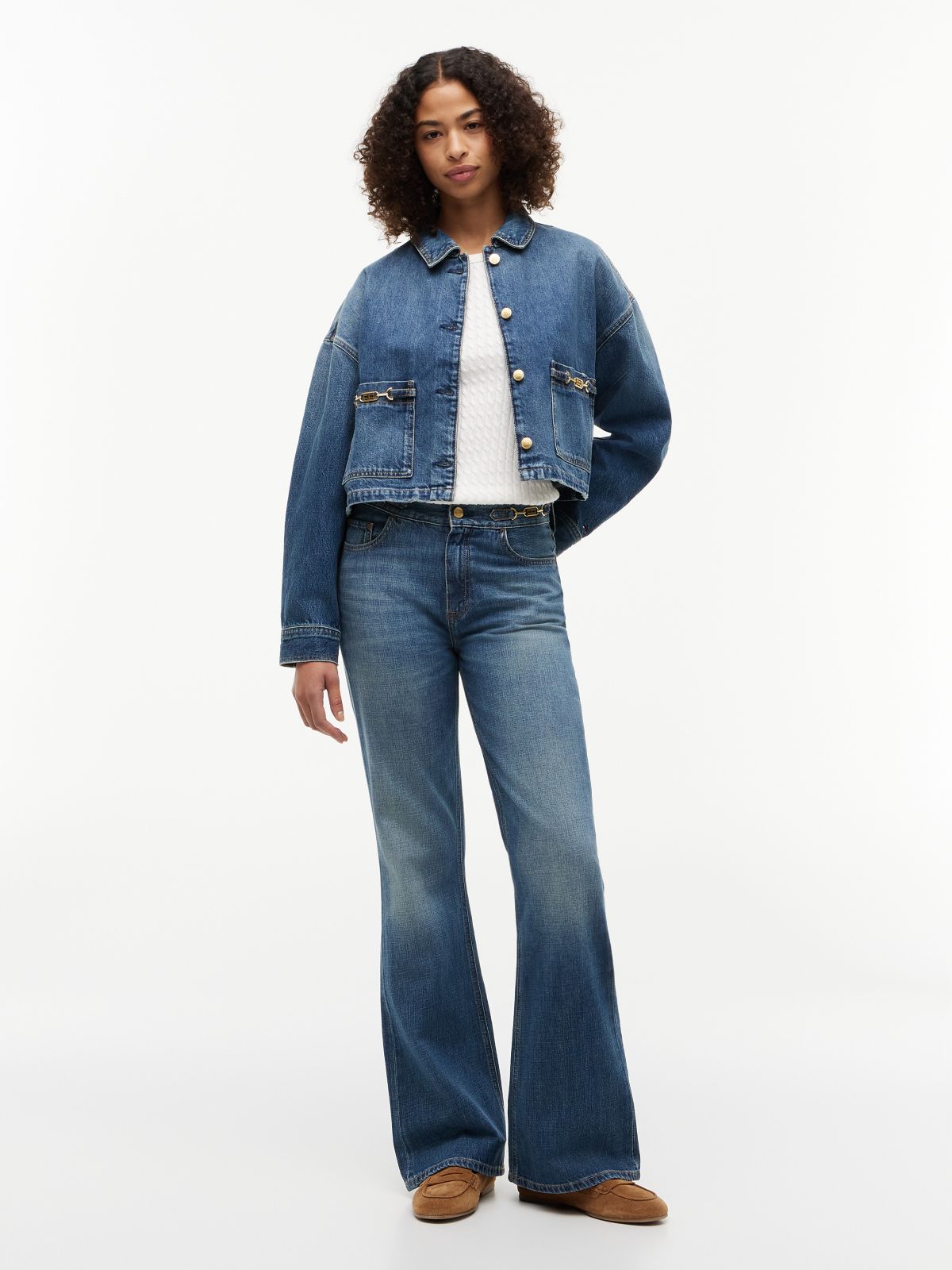 Cropped Denim Jacket — Medium Denim