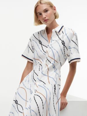Tommy Hilfiger Rope Print Fluid Twill Midi Shirtdress — фото 3