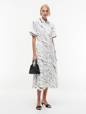 Rope Print Fluid Twill Midi Shirtdress, Multi Color Rope