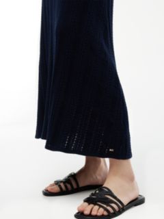 Cable Knit Pointelle Midi Tank Dress — Navy 3