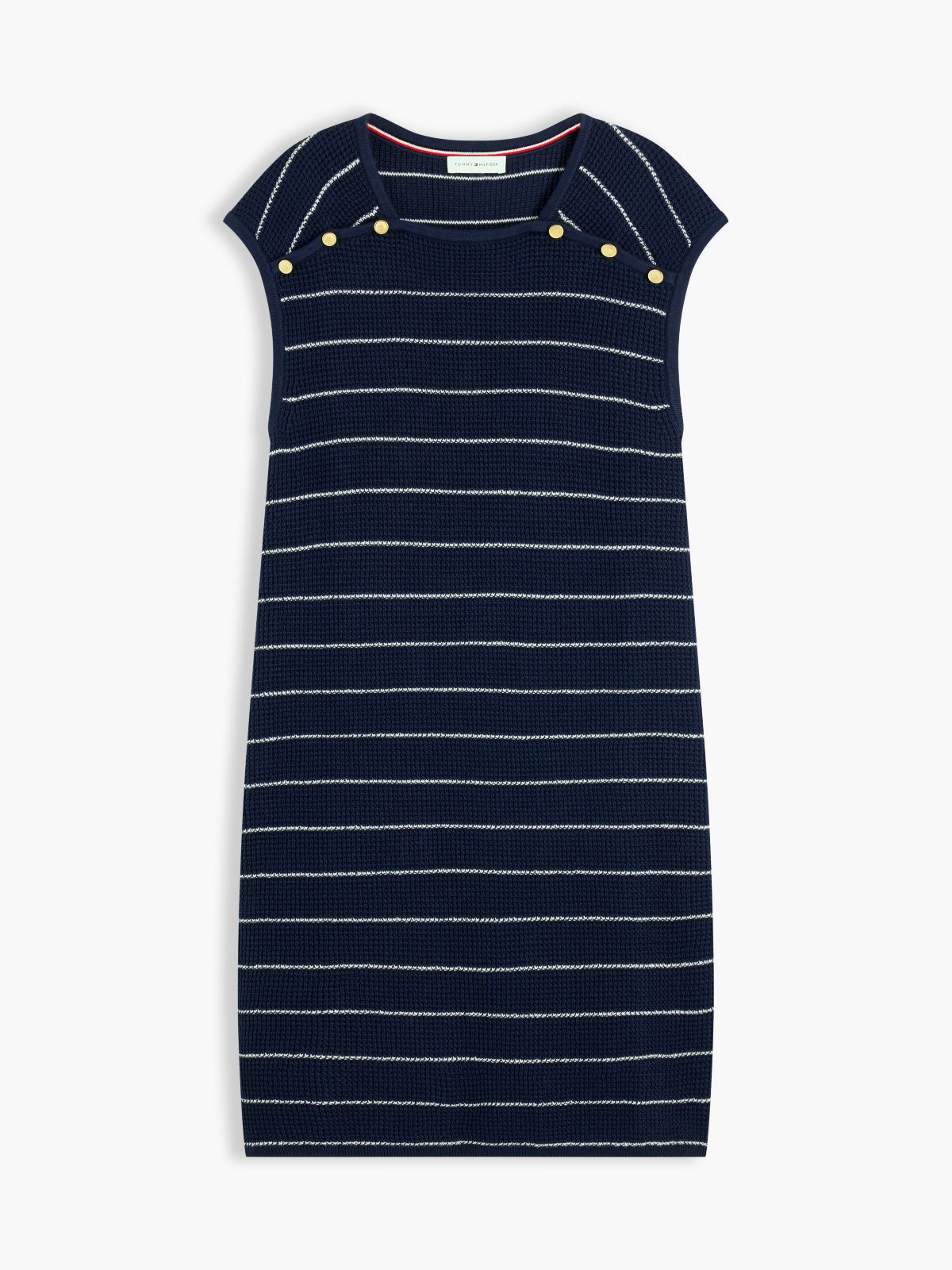 Nautical Knit Mini Dress — Navy Blue / Ivory Stripe
