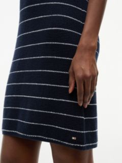 Nautical Knit Mini Dress — Navy Blue / Ivory Stripe 2