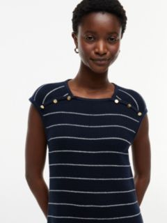 Nautical Knit Mini Dress — Navy Blue / Ivory Stripe 3