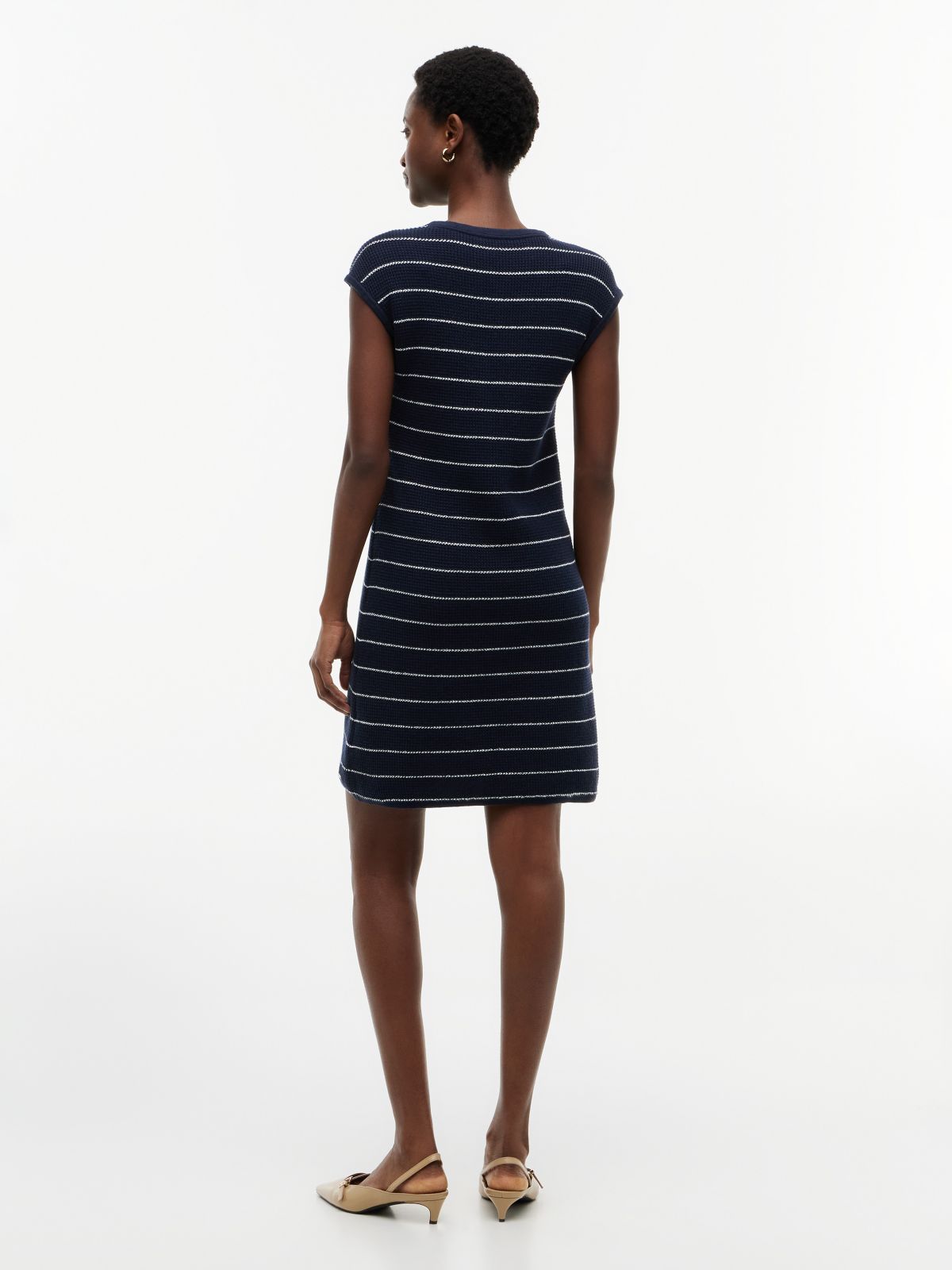 Nautical Knit Mini Dress — Navy Blue / Ivory Stripe