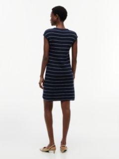Nautical Knit Mini Dress — Navy Blue / Ivory Stripe 4