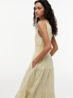 Tiered Seersucker Midi Dress — Stripe Citronella 2