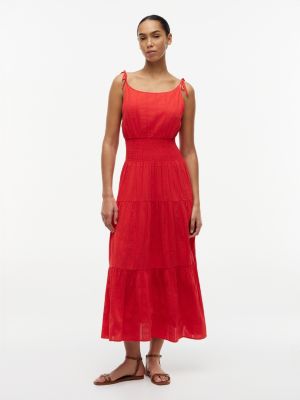 Tiered Seersucker Midi Dress, Fireworks