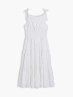 Tiered Seersucker Midi Dress — Ecru 5