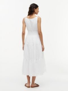 Tiered Seersucker Midi Dress — Ecru 4