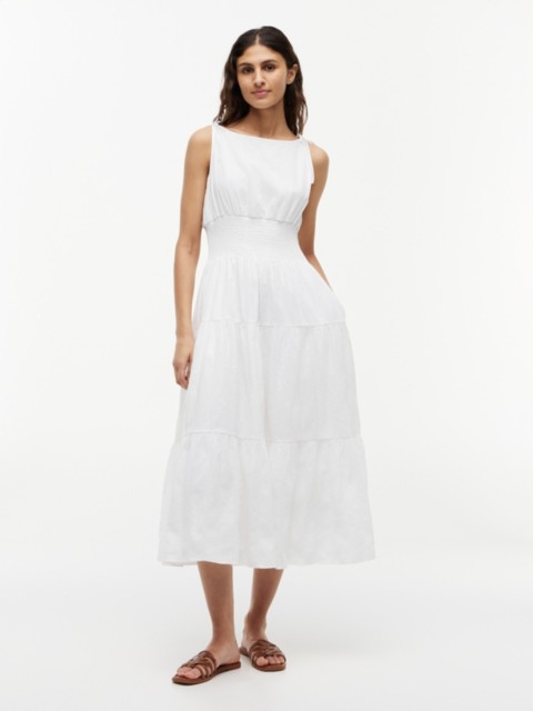 Tommy Hilfiger Tiered Seersucker Midi Dress
