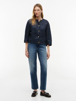 Женские блузки Tommy Hilfiger Gold-Button Striped Linen-Blend Blouse — фото 2