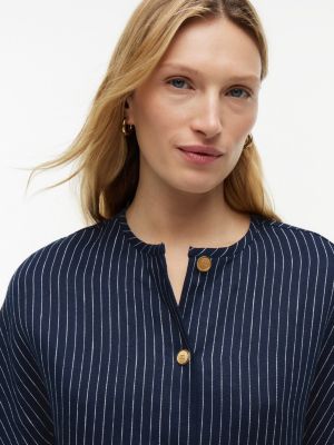 Женские блузки Tommy Hilfiger Gold-Button Striped Linen-Blend Blouse — фото 3