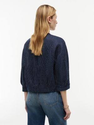 Женские блузки Tommy Hilfiger Gold-Button Striped Linen-Blend Blouse — фото 4
